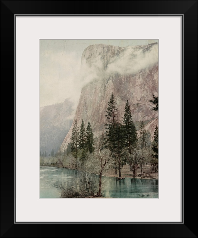 Hand colored photograph of California, El Capitan, Yosemite Valley.