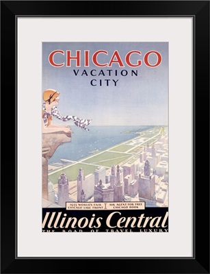 Chicago, Vacation Guide, Illinois Central, Vintage Poster