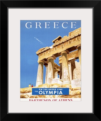 Greece, Greek Parthenon, Vintage Poster