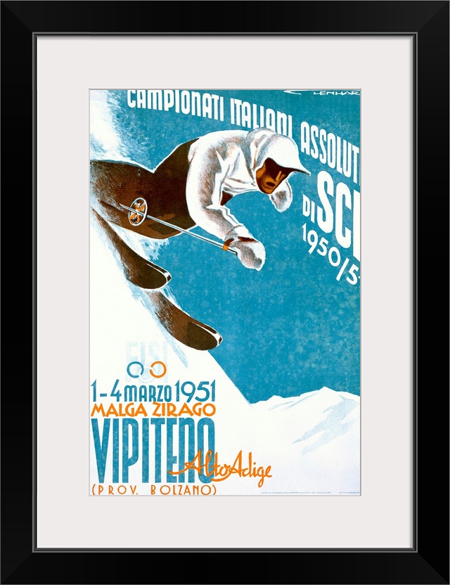 Italian Skiing Championship, Campionati Italiani, Vintage Poster, by Franz Lenhart