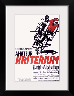 Kriterium Bicycle Race, 1937, Vintage Poster