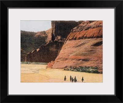 Navajo Horsemen in Canyon de Chelly Arizona Vintage Photograph
