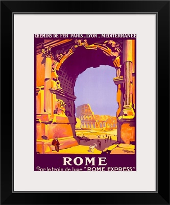 Rome, French Railway Travel on the Rome Express, Vintage Poster, by Roger Broders