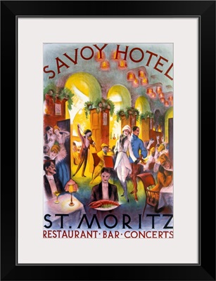 Savoy Hotel, St. Moritz, Vintage Poster