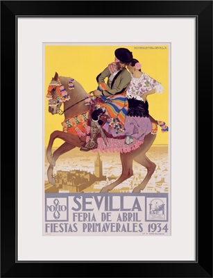Sevilla Fiesta, Fiestas Primaverales, 1934, Vintage Poster