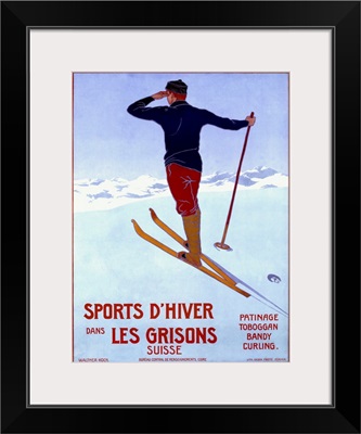 Sports dHiver dans les Grisons, Vintage Poster, by Walter Koch
