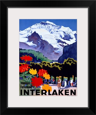 Swiss Alps, Interlaken, Vintage Poster