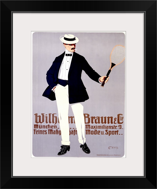 Wilhelm Braun, Tennis Racket, Vintage Poster