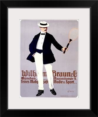 Wilhelm Braun, Tennis Racket, Vintage Poster