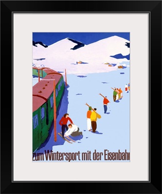 Wintersport, Eisenbahn, Vintage Poster