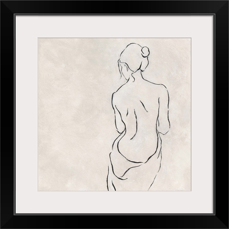 Minimalist artwork of a nude female figure.