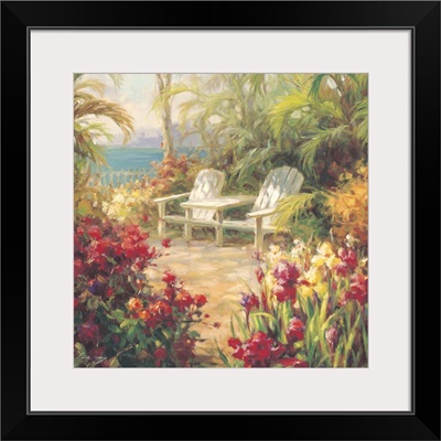 Garden on the Beach with Two Beach Chairs