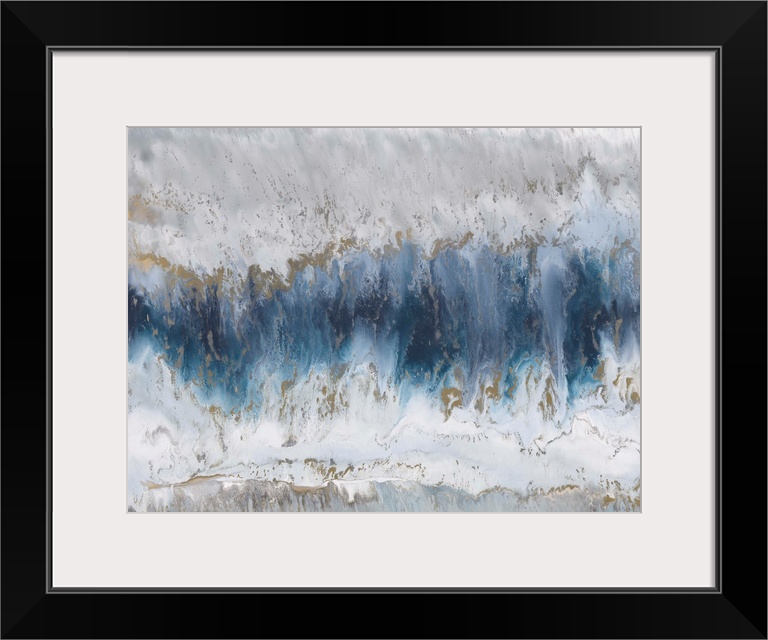 Contemporary abstract painting using blue and gray tones resembling agate.