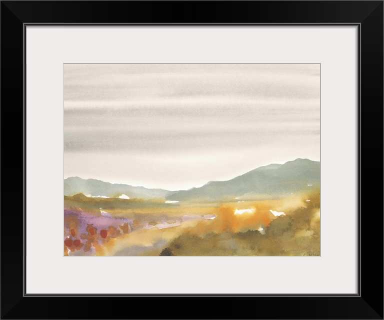 Contemporary watercolor painting of a landscape.