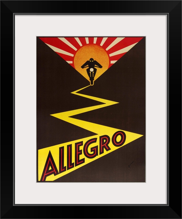 Vintage advertisement artwork for Allegro motorcycles.
