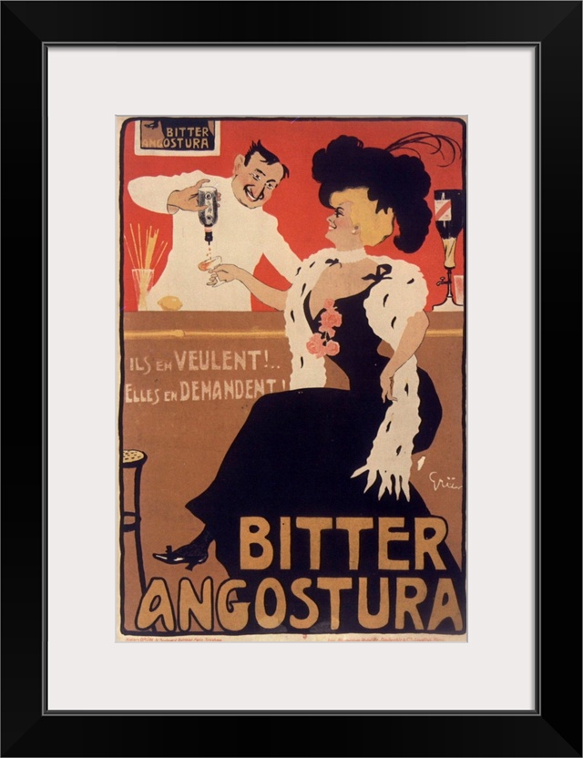 Vintage poster advertisement for Angostora Bitters.