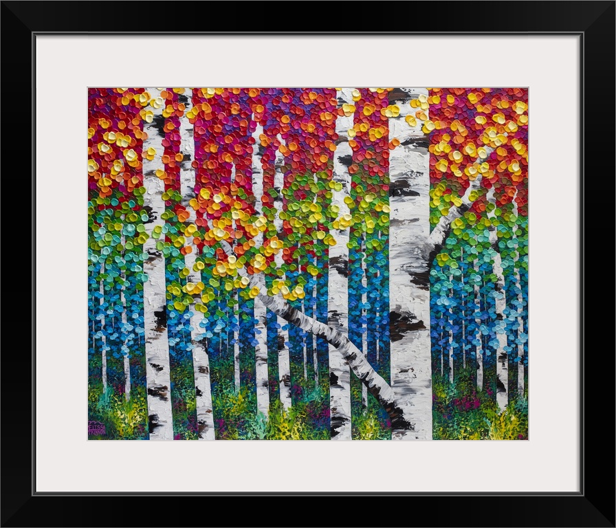 Original fine art painting of aspen and birch trees in autumn forest by Canadian landscape painter Melissa McKinnon; Fine ...