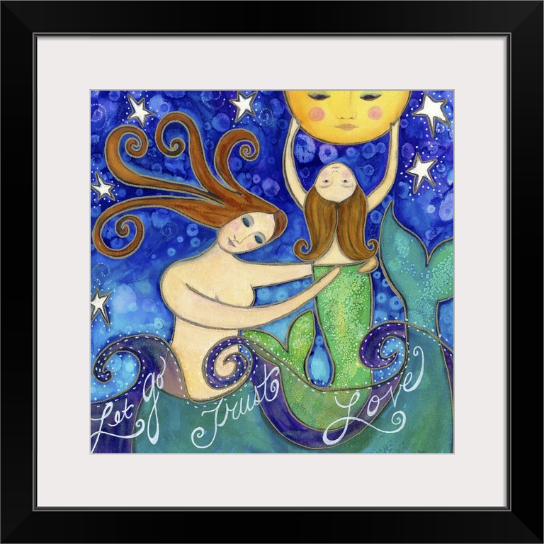 A mermaid helping her daughter touch the moon.