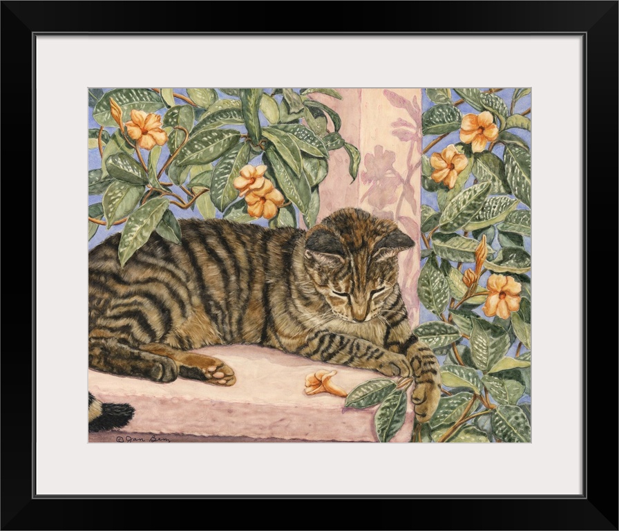 Contemporary colorful cat painting.