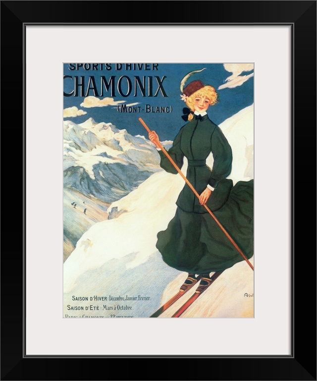 Vintage poster advertisement for Chamonix Mont Blanc.