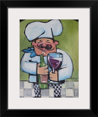 Chef With Wine And Bottle