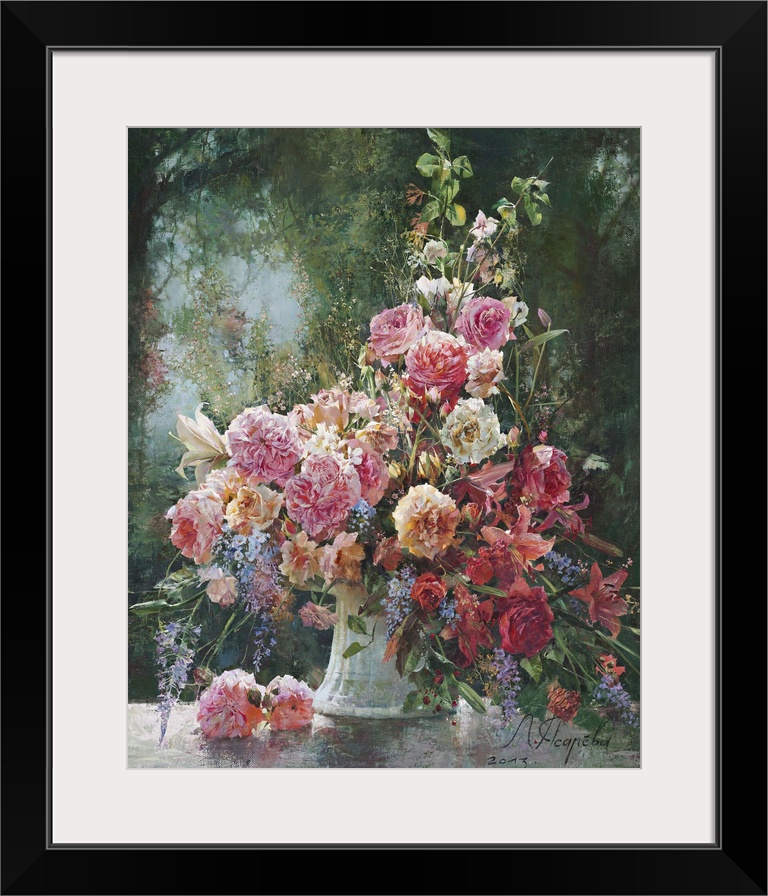 Contemporary still-life painting of flowers.
