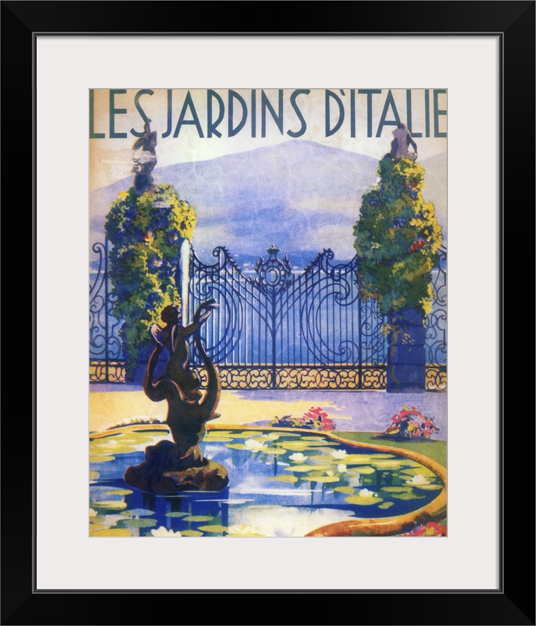 Vintage poster advertisement for Italian Gardens.