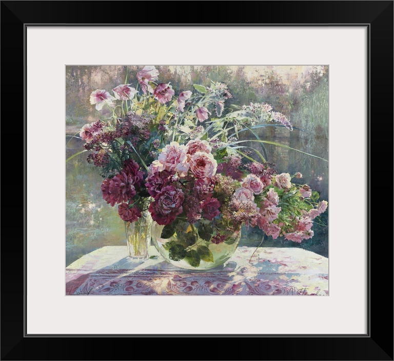 Contemporary still-life painting of flowers.