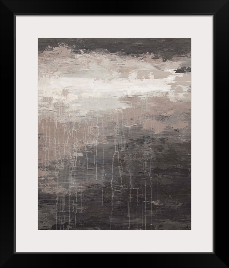 Contemporary abstract painting in grey tones.