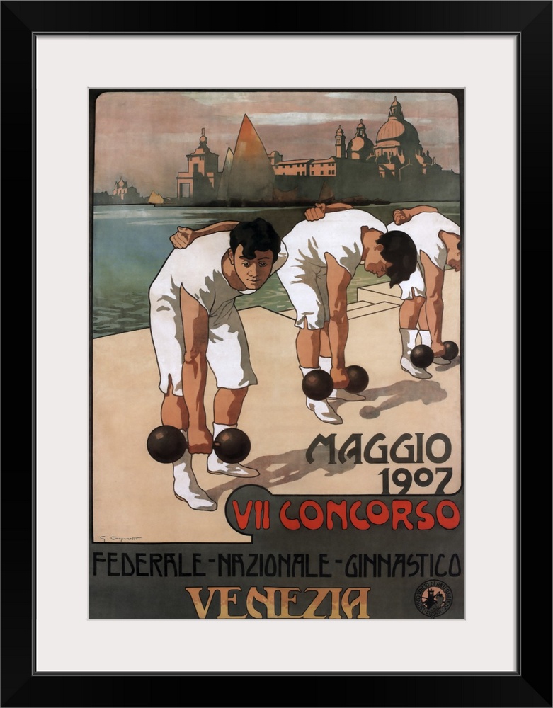 Vintage advertisement artwork for Venice, Italy.
