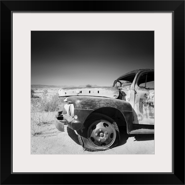 Namibia Rotten Car, black and white photography