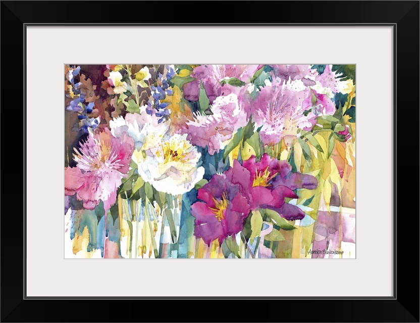 Contemporary watercolor painting of a flower still-life.