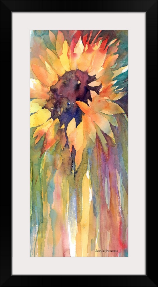 Contemporary watercolor painting of flowers.