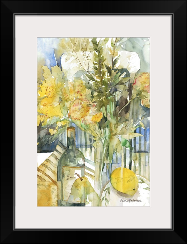 Contemporary watercolor painting of flowers.