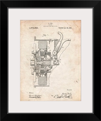 Vintage Parchment Ford Clutch Patent Poster