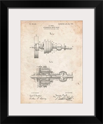 Vintage Parchment Ford Drive Gear Patent Art