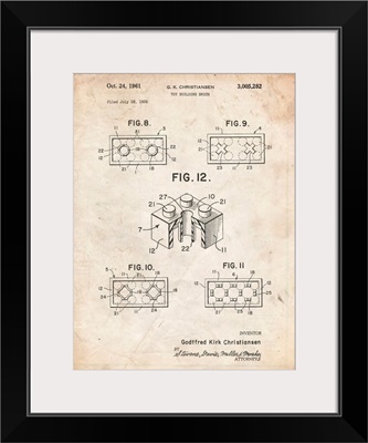 Vintage Parchment Lego Building Brick Patent Poster