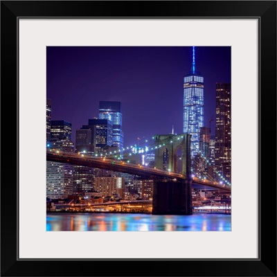 Brooklyn Bridge And Freedom Tower At Night