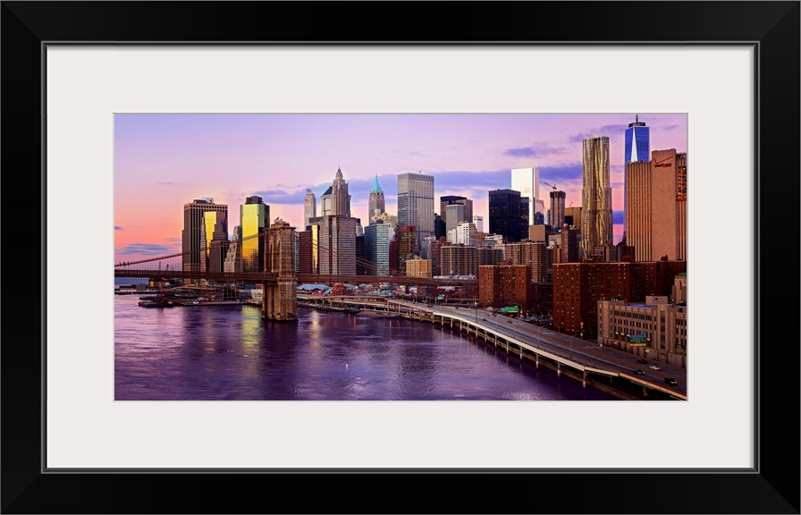 Lower Manhattan And Brooklyn Bridge Panoramic View