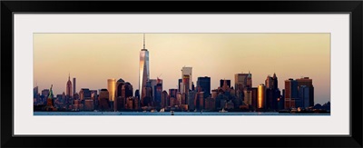 Lower Manhattan, Empire State Building And Statue Of Liberty Panoramic View
