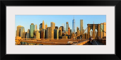 Lower Manhattan Panoramic View With Brooklyn Bridge