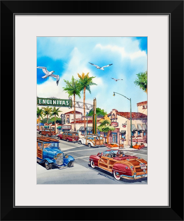 This original watercolor was created for the 35th anniversary woodie show in Encinitas, California.  Wavecreast is held an...