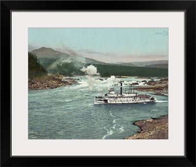 Vintage photograph of Columbia River Cascades and Steamboat