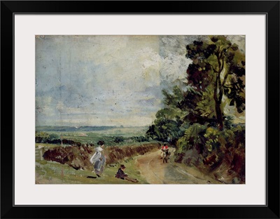 A Country road with trees and figures