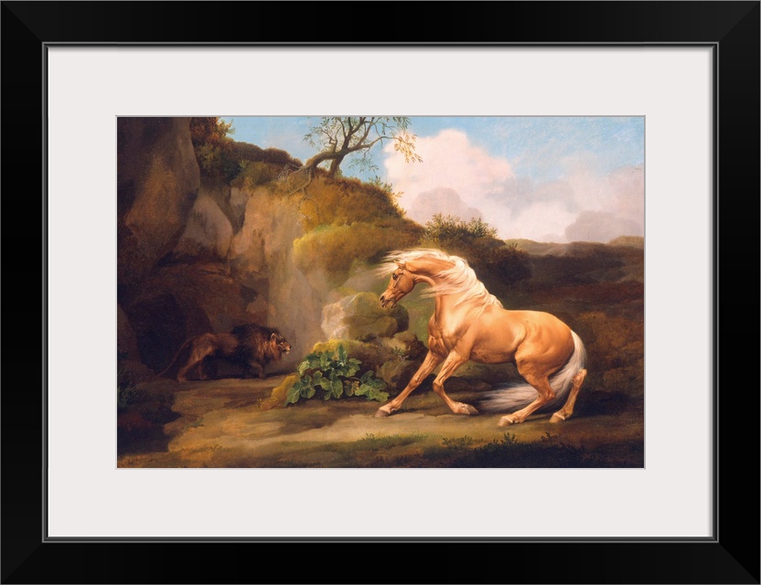 A Horse Frightened by a Lion, c.1790-5 (oil on canvas) by Stubbs, George (1724-1806) Yale Center for British Art, Paul Mel...