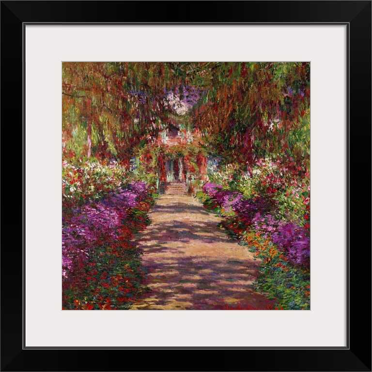 This is an Impressionist painting showing the bright light and mid-day shade of this flower filled scene for home or offic...