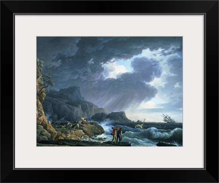 XAM77176 A Seastorm, 1752  by Vernet, Claude Joseph (1714-89); oil on canvas; 72.7x98.4 cm; Private Collection; French, ou...