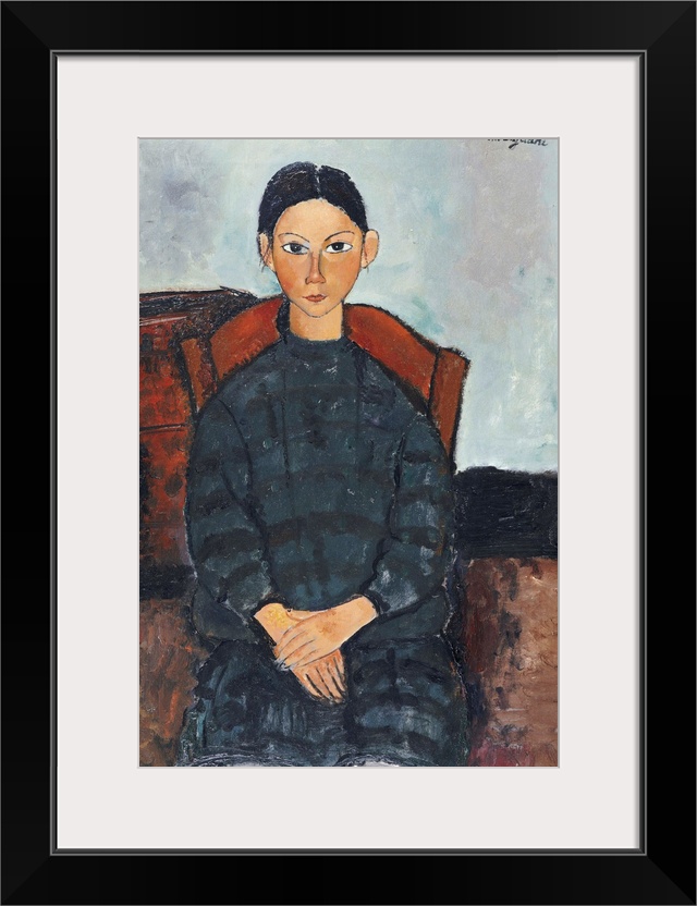 CH378361 A Young Girl with a Black Overall, 1918 (oil on canvas) by Modigliani, Amedeo (1884-1920); Private Collection; (a...
