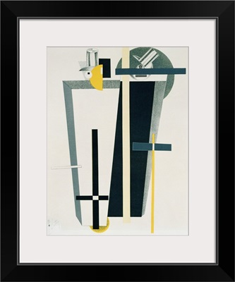 Abstract composition in grey, yellow and black