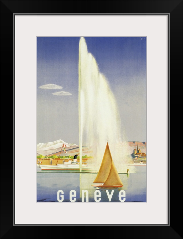SIT394597 Advertisement for travel to Geneva, c.1937 (colour litho) by Fehr (fl.1930s); Private Collection; (add.info.: Ge...
